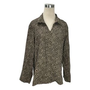 Croft & Barrow Jacket Top Shirt Shacket Zipper Plus Size XL Cheetah Leopard